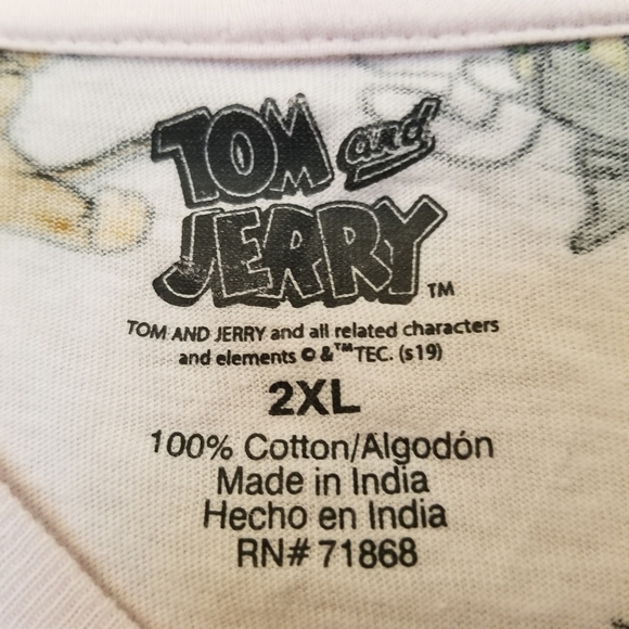 Pink Tom and Jerry All Over Print short sleeve T-Shirt 2XL - Picture 2 of 4